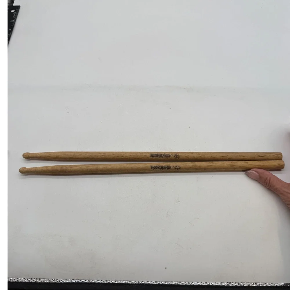 Rock Band Official Wood Drumsticks Pair‎ Natural Replacement Gaming Sticks
